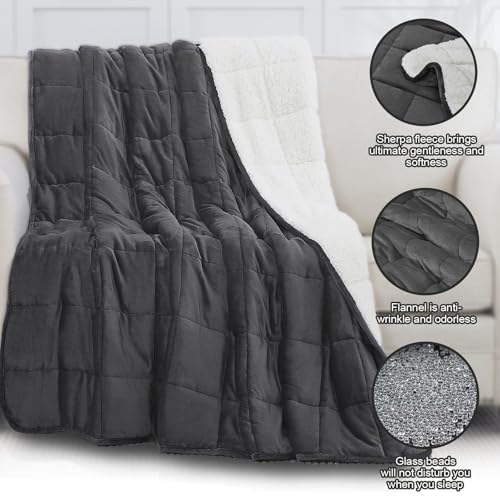 Image of yescool Weighted Blanket for Adults (15 lbs, 48 inch x 72 inch, Medium Gray) Heavy Blanket for Sleeping Perfect for 140-160 lbs, Twin Size Breathable Blanket with Premium Glass Bead, Machine Washable