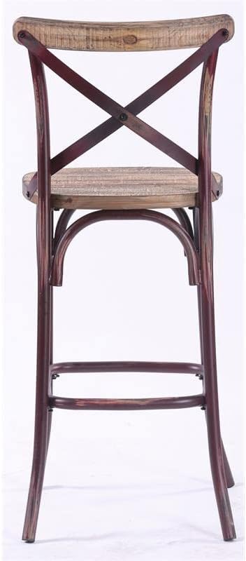 Miniatura 9 de Acme Zaire Taburete de bar sin brazos con asiento de madera en rojo antiguo y roble antiguo