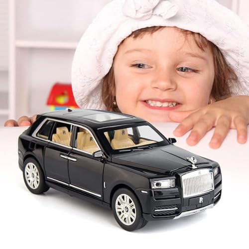 Image of Invite Enterprise 1:24 Rolls Royce Cullinan Diecast Model Metal Pull-Back Car With Sound Light And Opening Doors: A Kids' Toy Vehicle Gift (1:24 Rolls Royce Cullinan - Black)