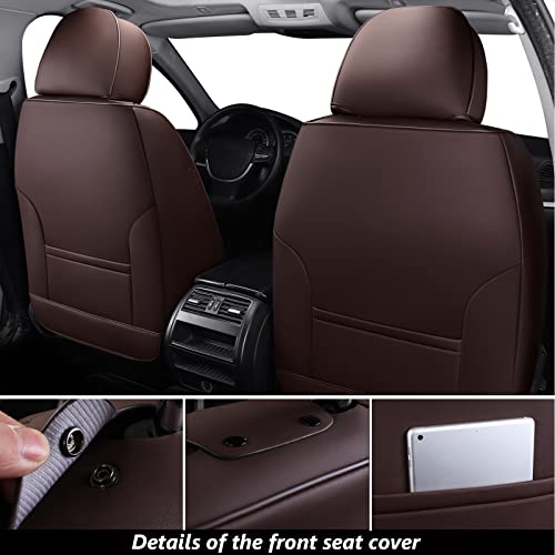 Coverado Car Seat Covers Front, 2-Pack Universal Seat Covers For Cars, Luxury Leathaire Seat Cushions, Seat Protectors Waterproof Dirt-Resistant Uv-Resistant Seat Covers Fit For Most Vehicles Brown #TOP1