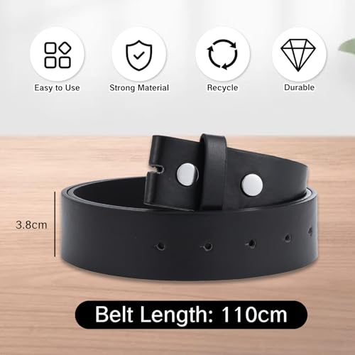 Belt Without Buckle Men's Black Changeable Strap with Removable Snap Interchangeable Leather Belts for Men WomenNo Buckle Men's Belt Strap for Dress or Casual Wear 42-44"2