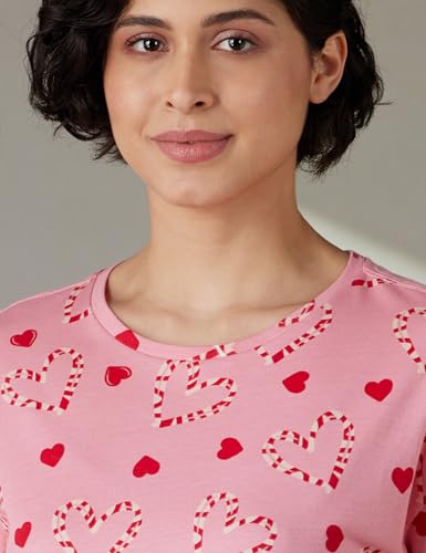 Image of Amazon Brand - Symbol Women Cotton T-Shirt and Shorts Night Suit | Two Piece Set | Regular Fit (Available in Plus Sizes)