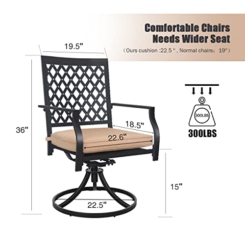 Meooem Outdoor Swivel Chairs Set Patio Metal Dining Rocker Chair With Cushion Surport 250 Lbs For Garden Backyard Poolside Classical Lattice Black (6Pcs Lattice Dining Chairs) #TOP2