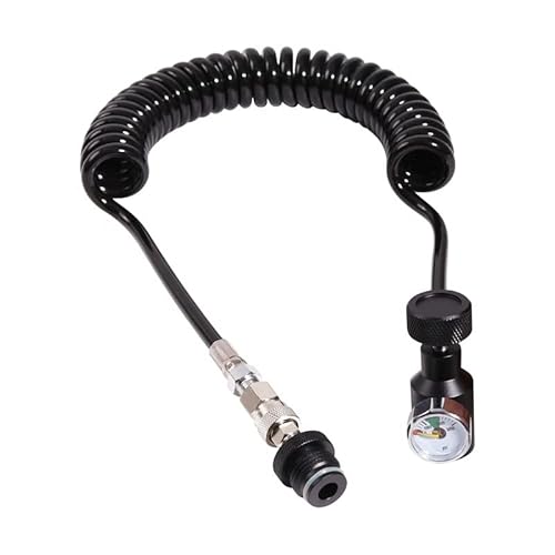 Mangueira de bobina remota Paintball com desconexão rápida e medidor de pressão de 3000psi, mangueir