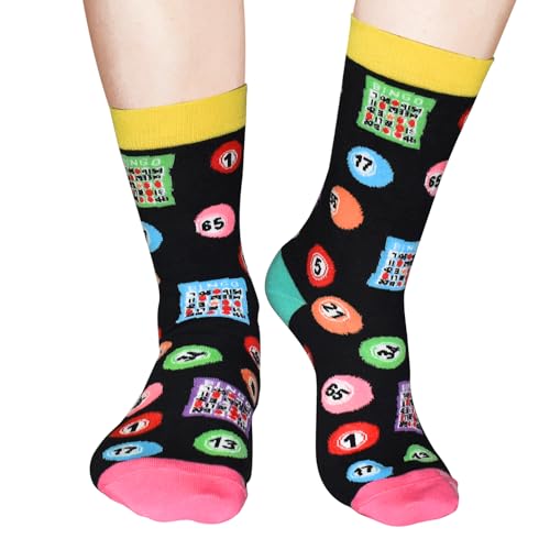 GOLIN Funny Bingo Game Socks for Women - Casino Lover Gambler Gift for Bingo Player, Medium