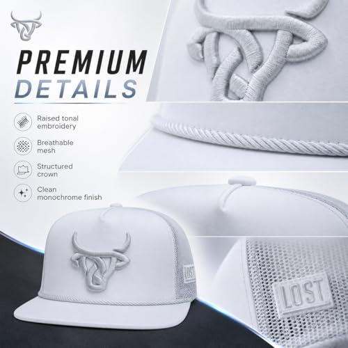 Image of Lost Calf White 3D Logo Cattle Rope - Hats Cap