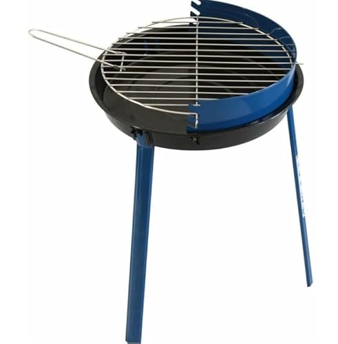 Posten Anker Holzkohlegrill höhenverstellbar, verchromter Grillrost mit Grillfläche von 31,5 cm, Rundgrill Standgrill, Holzkohle Camping Stand Grill
