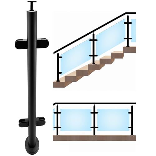 Poteau rond en verre de 85 cm anti-vibration en acier inoxydable pour balustrade - 2
