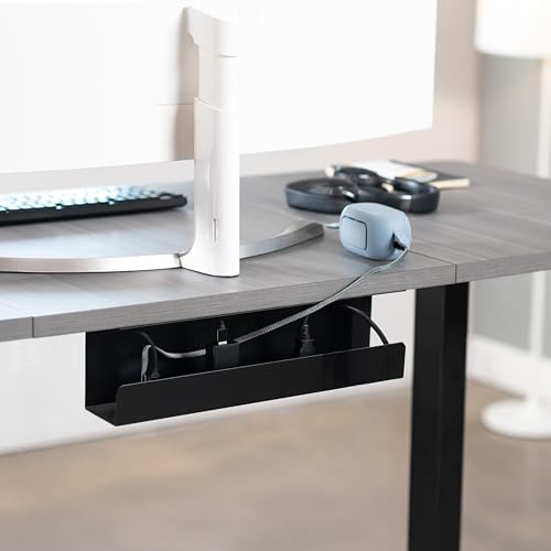 Image of VIVO Under Desk 17 inch Cable Management Tray, Power Strip Holder, Cord Organizer, Wire Tamer for Office and Home, Black, DESK-AC06-1C | Low Profile Power Strip Holder, Cord Organizer, Wire Tamer Steel Cable Rack for Office and Home, Holds 11 lbs