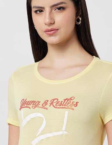 Image of Spykar Women's Cotton Printed Slim Fit T-Shirt