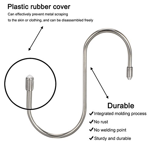 Wovte 20 Pack Heavy-Duty Stainless Steel S Shaped Hooks Kitchen S Type Hooks Hangers For Pans Pots Utensils Clothes Bags Towels Plants #TOP2