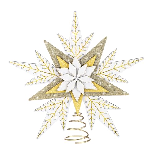 Wooden Christmas Star Tree Topper Rustic Snowflake Tree Topper 11