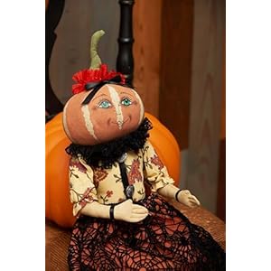 Gallerie ii penelope pumpkin head girl with spider web dress halloween joe spencer gathered traditions soft figure boho bohemian autumn fall harvest decor decoration orange  urban country home decor