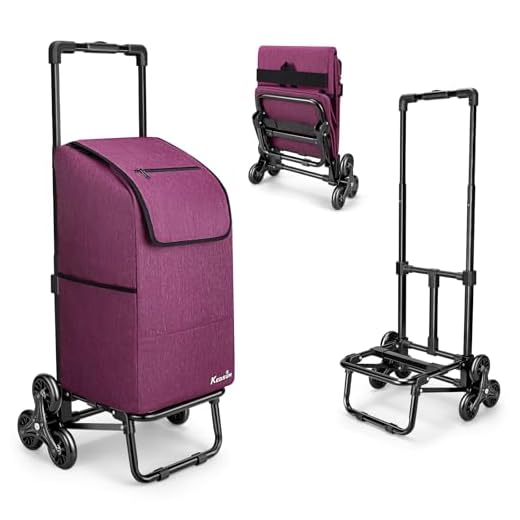 KEDSUM 2 in 1 Stair Climbing Cart, 60L/300LBS Grocery Cart on Wheels for Stairs, Shopping Carts for Groceries with Removable Waterproof Bag, Folding Shopping Carts for Stairs, Purple