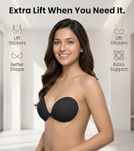 Image of Enclave Silicone Adhesive Bra for Women, Reusable Push-Up Design with Front Clasp, No-Show Fit for Strapless, Backless & Plunge Outfits