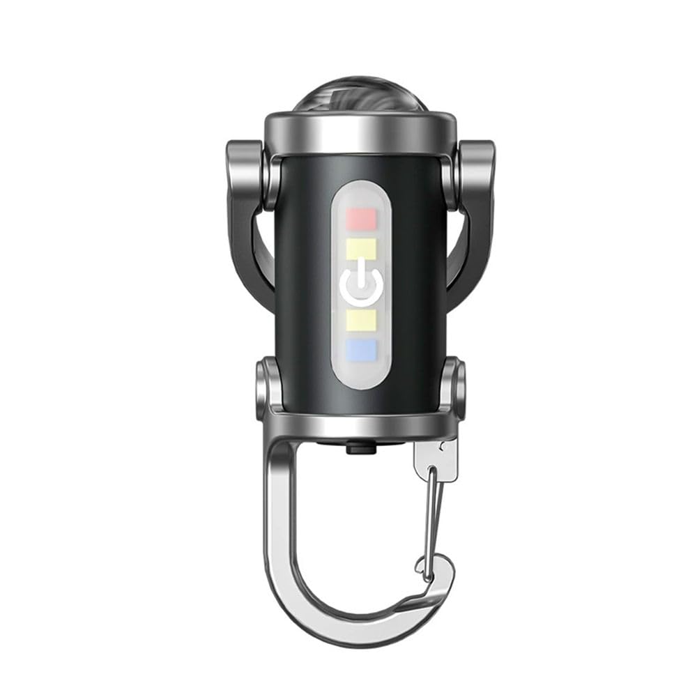 Lynacz Original LED Flashlight Keychain with Clip, Mini Rechargeable Torch Light for Keys, Pocket Light for Camping Travel Emergency and Daily Use (White) (Black)-picture-10