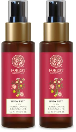 Image of Forest Essentials Fragrant Body Mist Iced Pomegranate & Kerala | Aloe Vera juice infused Perfume Spray to keep Skin Scented & Hydrated Through the Day (Pack of 2)