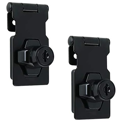 Mooche Keyed Door Hasp Swivel Staple 2Pcs 2.5" x 1.2" Safety Hasp with Lock Matte Black, MMS1025-B-2P Cover