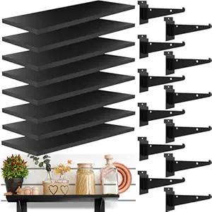 8 Pack Wooden Slatwall Shelf, 15.7 x 5.9 Inch Slatwall Shelves with Metal Brackets Heavy Duty Slat Wall Organizer Slatwall Shelving Accessories for Garage, Home (8, 15.7