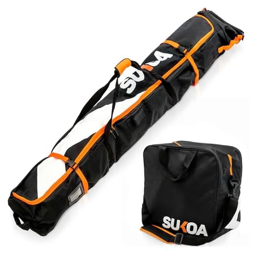 Ski Bag and Ski Boot Bag Combo for Air Travel Unpadded - Ski Luggage Bags for Snow Travel Gear - Ski Case for Cross Country, Downhill, Boots, Helmet, Poles, Clothes and Accessories