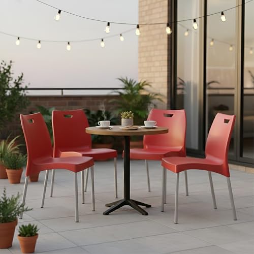 Image of IAFA FURNITURE Munch Plastic Chair| Living Room, Bed Room, Kitchen, Office Room, Outdoor| (Red, Set of 2) (Red, Set of 4)