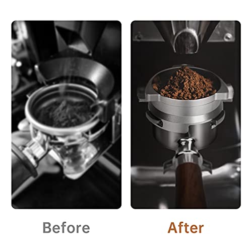 54mm Espresso Dosing Funnel, SNLWS Upgraded Hands-Free Coffee Dosing Funnel Fits 54mm Breville Portafilter for Home/Cafe Use-Sliver