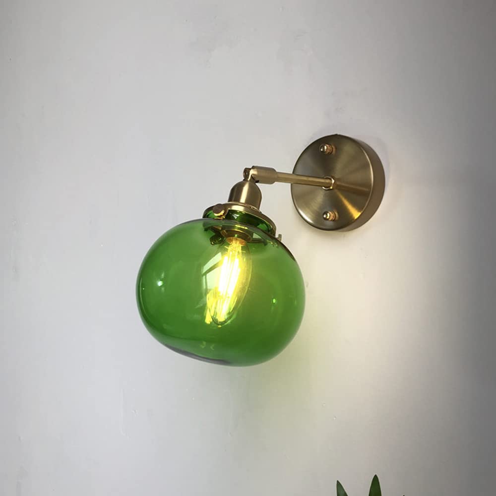 OLSKFUH Wall Lamp, Modern Clear Glass Globe Wall Sconce Brass Wall Light Fixtures With Glass Shade,Wall Mount Light Fixture For Bathroom Living Room Vanity Hallway,Indoor Wall Li,B