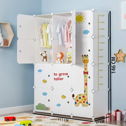 Image of 12 Door Plastic Wardrobe for Kids - Cupboard for Clothes Storage Rack, Almirah for Clothes, Baby Collapsible Wardrobe, Multi-Purpose Kids Storage Organizer for Books,Toy