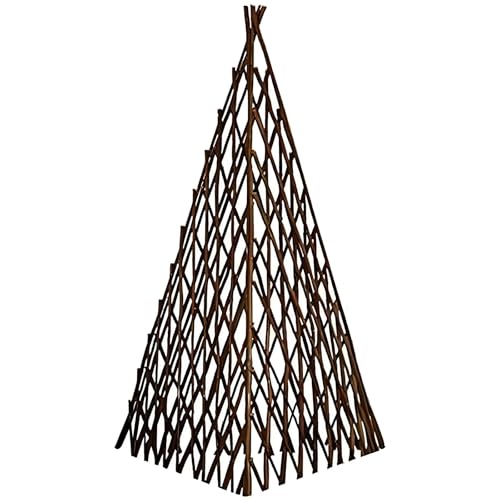 MELCHEF Expandable Teepee Willow Fence,Teepee Trellis Pyramid Plant Climbing,Self Standing Expandable Teepee Fence for Plants Climbing and Protection Fence
