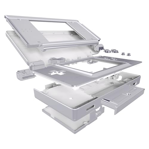 Image of eXtremeRate Chrome Silver Replacement Full Housing Shell for Nintendo DS Lite, Custom Handheld Console Case Cover with Buttons, Screen Lens for Nintendo DS Lite NDSL - No Console