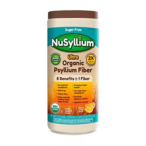 NuSyllium Ultra Psyllium Husk Powder, USDA Organic, 10.7 Oz, Sugar Free Keto-Friendly Fiber Supplement, Promotes Digestive Health* Orange, 42 Servings Cover