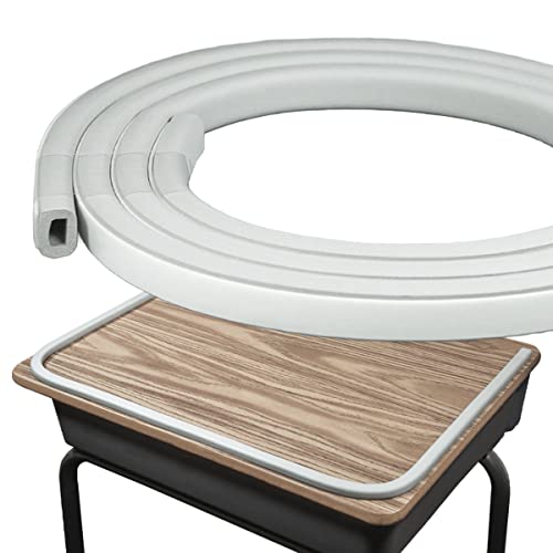 Image of urbanhouse Raised Edge Guard for Kids' Desks & Tables at School Or Home - Soft Foam Border to Prevent Items from Rolling Off, Adhesive‑Ready, Non‑Toxic, Flexible 6‑FT Strip - Grey