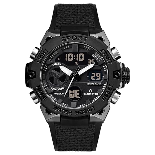 Image of Carlington Digital Sports Watch, Alarm, Stopwatch, Calendar, Water-Resistant, Shock-Resistant, Back Light Display Watch for Men