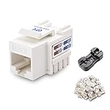Cable Matters [UL Listed] 50-Pack 10Gbps Cat6 Keystone Jacks, RJ45 Keystone Jack, Ethernet Keystone Jack in White with Keystone Punch-Down Stand for Patch Panel and Wall Plate