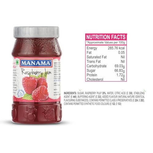 Image of Manama Strawberry Fruit Jam and Raspberry Fruit Jam 500GMS Each, Pack of 2