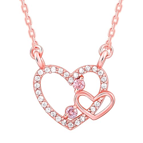 Image of GIVA 925 Silver Rose Gold Double the Love Necklace| Pendant to Gift Women & Girls | With Certificate of Authenticity and 925 Stamp | 6 Months Warranty