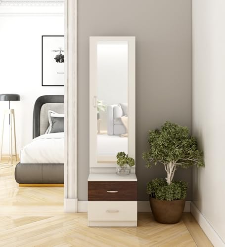 Image of Peter Dressing Table with Storage Engineered Wood | Frosty White Matte Finish | Water-Resistant, Termite & Scratch-Proof | 3-Year Warranty