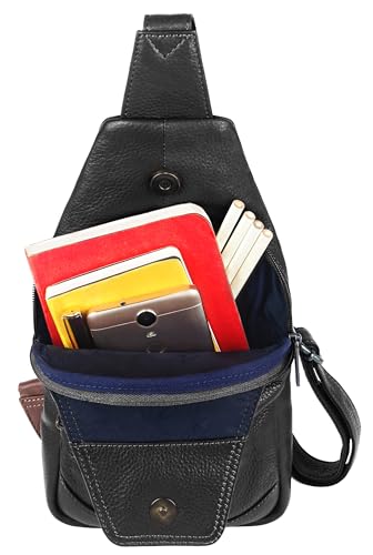 Image of WildHorn Leather Sling Crossbody Bag for Men, Stylish Chest Shoulder Bag for Men Women, Adjustable Strap for Commuting Travel Outdoor Activities Cycling