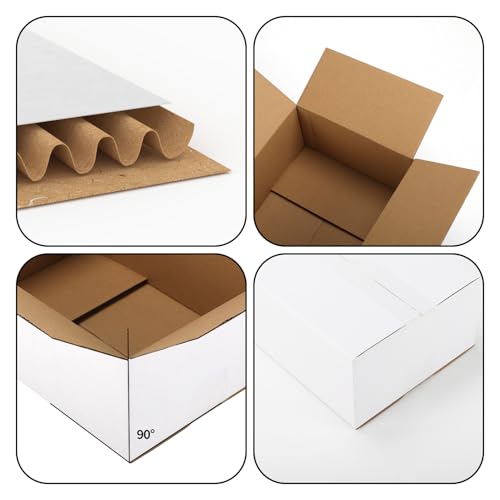 Image of 10x7x4 Shipping Boxes Set of 40, 3 Layers E Watts White Corrugated Cardboard Small Business Packing Box for Mailing, Moving
