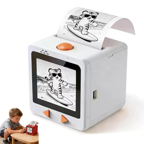 Inteligentna drukarka naklejek głosowych AI, miniaturowa termiczna etykiet z wyświetlaczem, przenośna, bezatramentowa do domu, biura, gabinetu i projektów DIY(White)