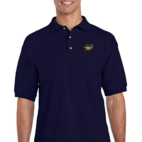 Speedy Pros Polo Shirt Trumpet Music Note Embroidery Design Cotton Golf Shirt for Men Navy 2X Large Design Only4