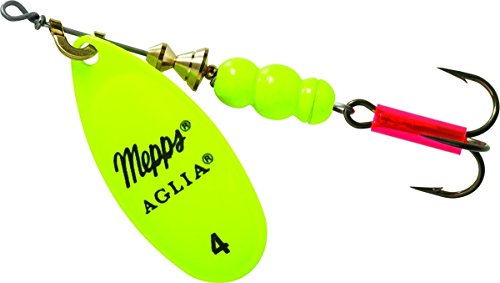 Mepps Aglia In-Line Spinner 1/4 oz, Plain Treble Hook, Hot Orange Blade