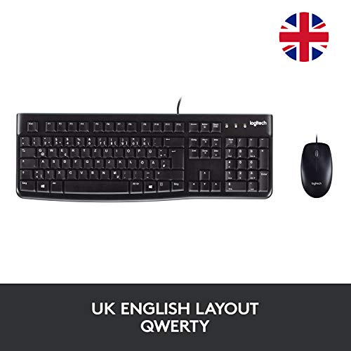 MK120 Combo Tastiera e Mouse con Filo per Windows, Layout Inglese QWERTY - Nero - Tastiera gaming - Immagine 1