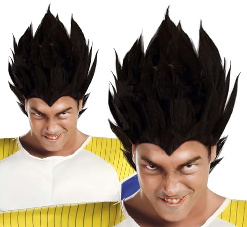 Guirca- Peluca Guerrero Punky en Caja, Color Negro, Talla única (4970.0)