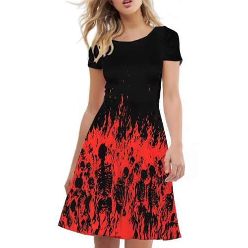 Image of AFPANQZ Womens Casual Summer Lightweight Vintage Dress Short Sleeve Midi Dress Knee-Long Luxury Formal Dress