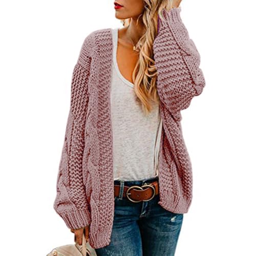 Cable Knit Sweater Women Chunky Cardigan Sweaters for Women Oversized Long Sleeve Open Front Cardigan Sweater Outwear