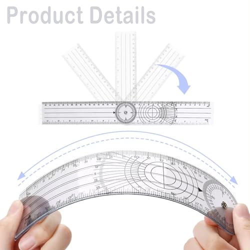 Yicoovey Protractor, 2 pcs Protractor Physiotherapy, 360° Angle Transparent Joint Protractor - Image 3
