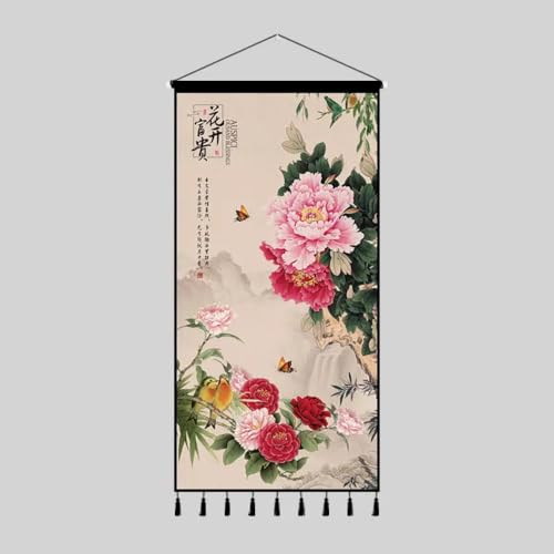 Toile murale pivoine chinoise 40 cm pour habiller un mur vide facilement