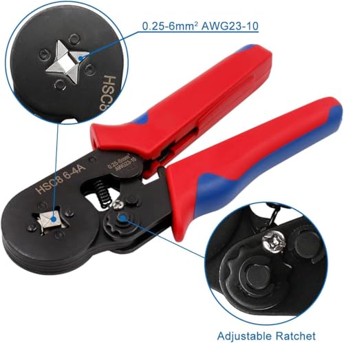 Image of Inditrust HSC8 6-4A AWG23-10 Wire Stripper Self Adjusting Crimping Plier Ratcheting Ferrule Crimper Tool