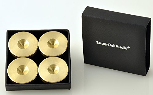 Supercellaudio Floor Disks/Protectors/Savers Set Of 4, Polished Brass. #TOP17